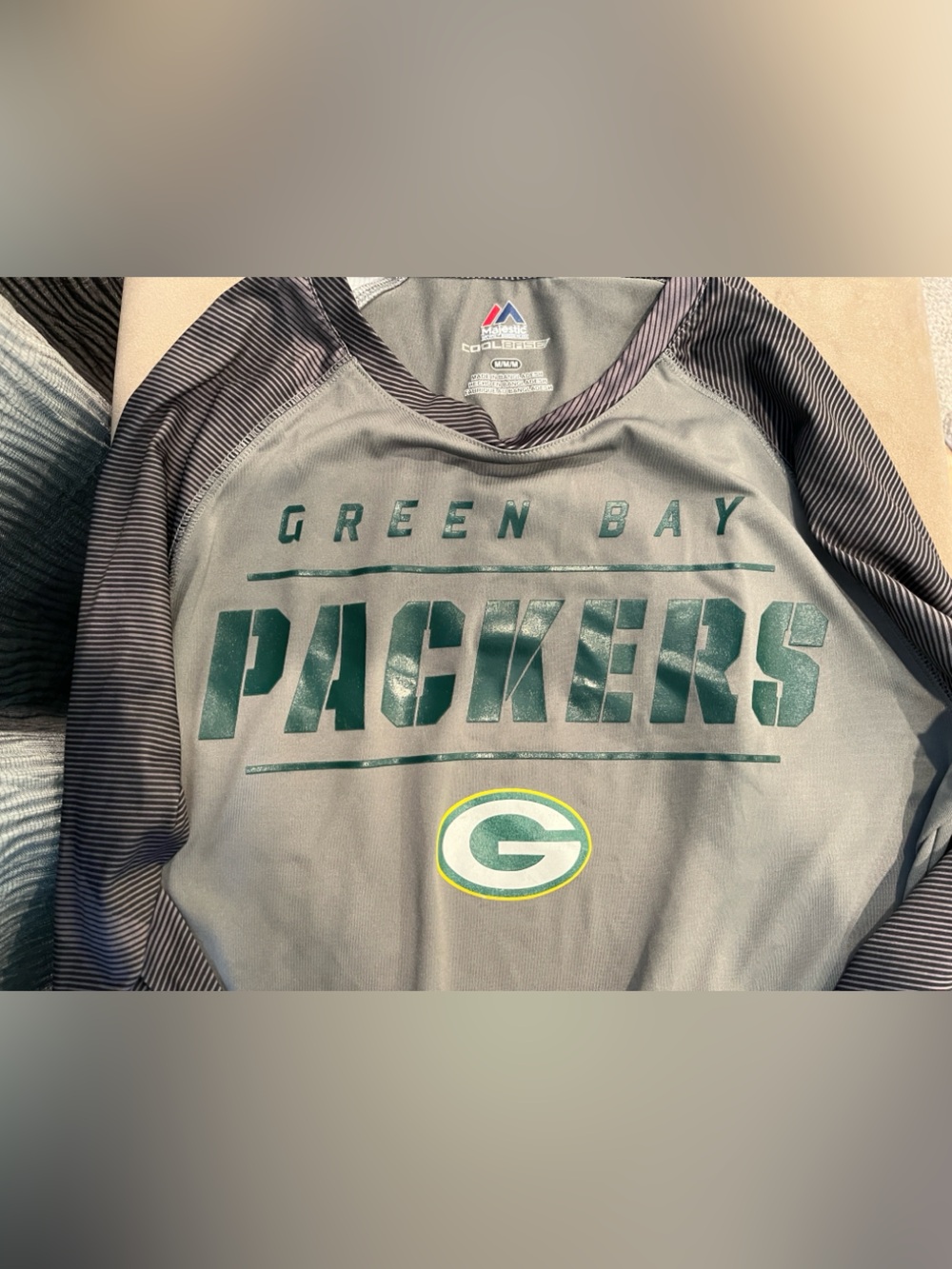Majestic Gray and Green Green Bay Packers Long-Sleeve Cool Base Shirt